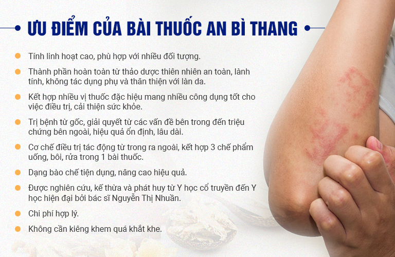 An Bì Thang là bài thuốc kết hợp trị nhiều bệnh viêm da khác nhau