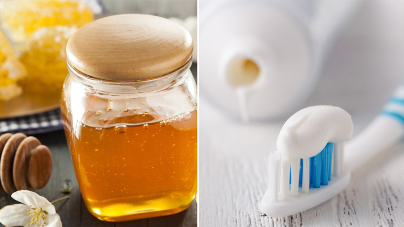 Mật ong và kem đánh răng giúp gia tăng công dụng trị mụn đầu đen