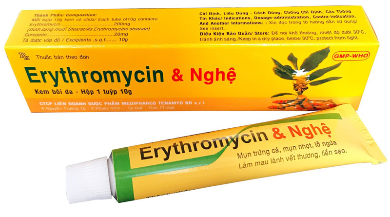 Kem Erythromycin & Nghệ ngăn ngừa mụn, chống thâm mụn hiệu quả